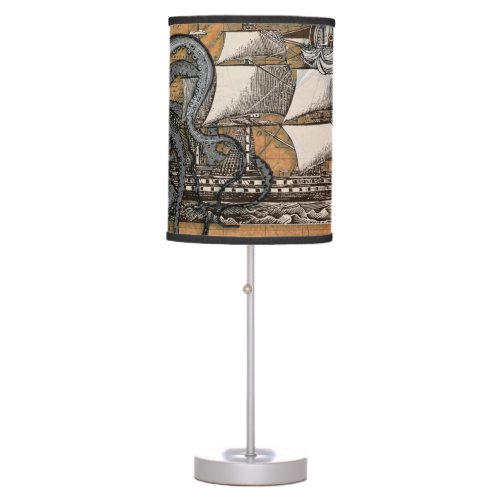 Compass Rose Vintage Nautical Octopus Table Lamp
