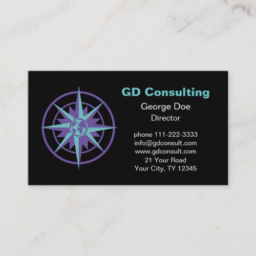 Compass Rose with Globe Business Card