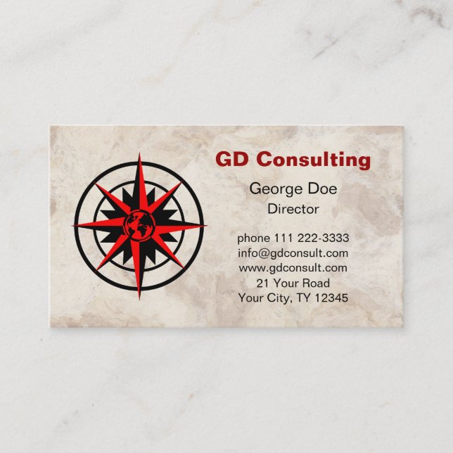 Compass Rose with Globe Business Card (Front)