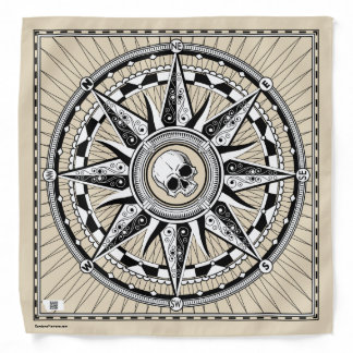 Compass Rose with Skull Bandana - Tan shown