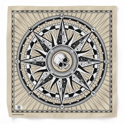 Compass Rose with Skull Bandana _ Tan shown