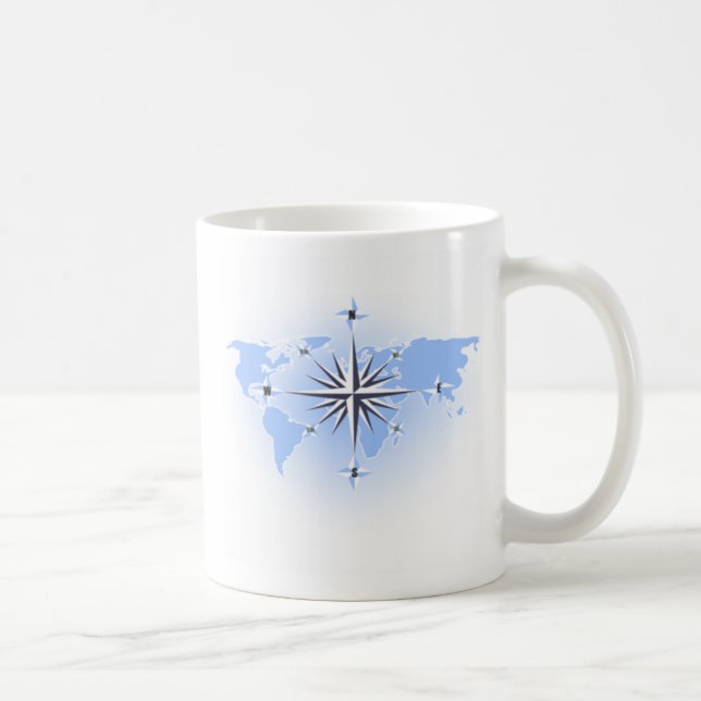 Compass Rose World Map Mugs (Right)