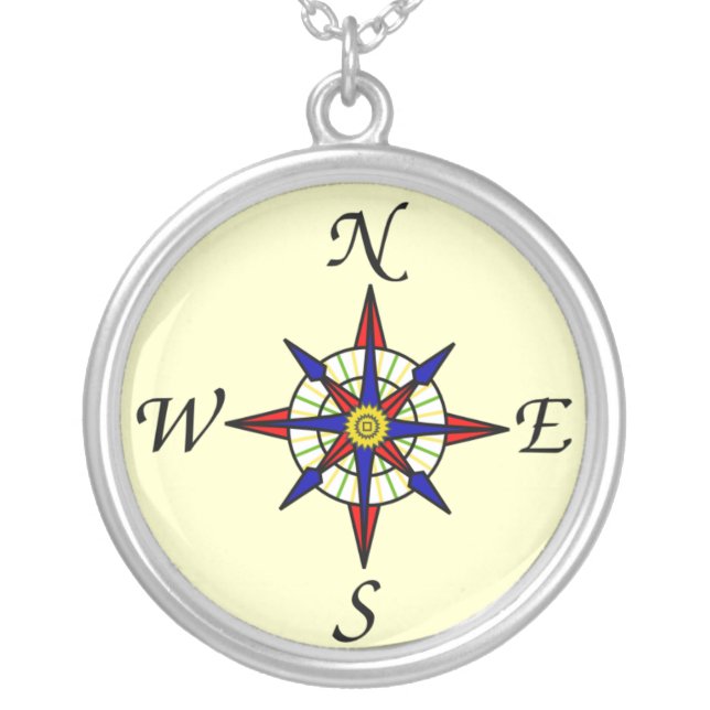 Compass Silver Plated Necklace (Front)