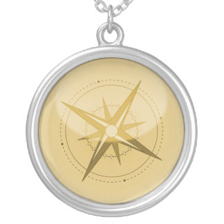 Compass Silver Plated Necklace