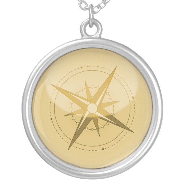 Compass Silver Plated Necklace (Front)