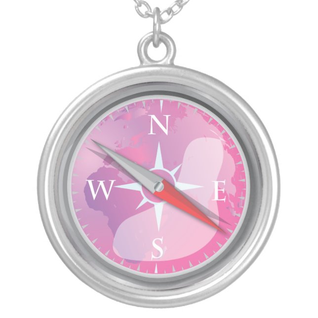 Compass Silver Plated Necklace (Front)