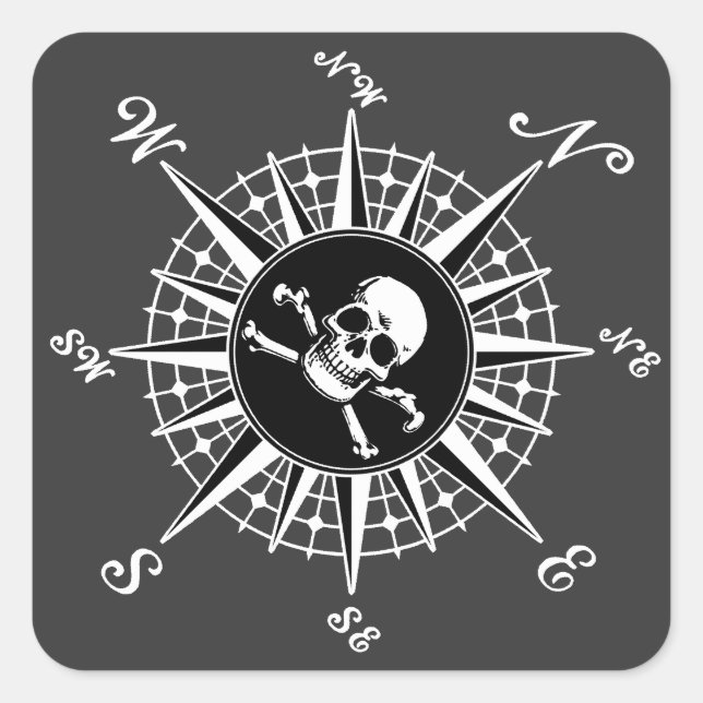 Compass Skull Square Sticker (Front)