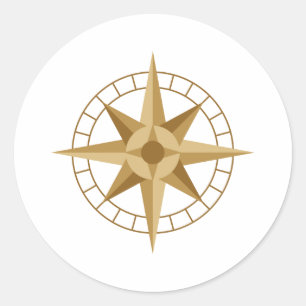 Compass Star Classic Round Sticker