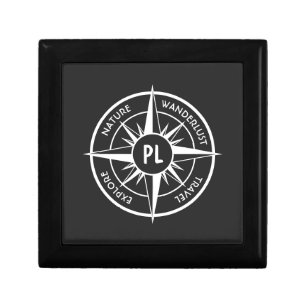 Compass star emblem monogram black and white gift box