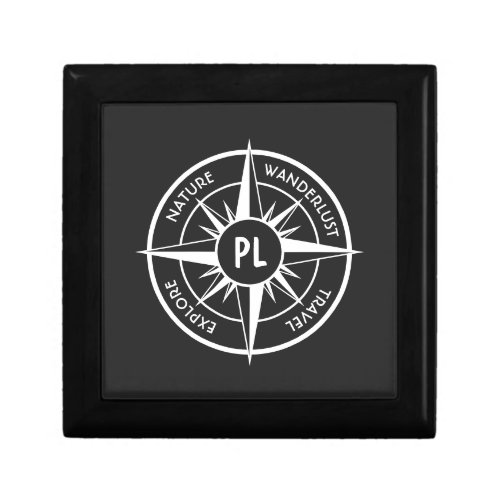 Compass star emblem monogram black and white gift box