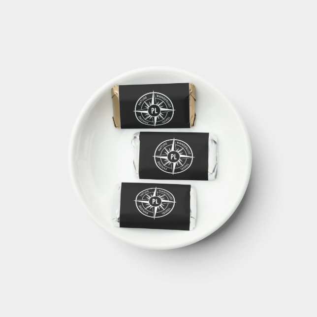 Compass star emblem monogram black and white  hershey's miniatures (Plate)