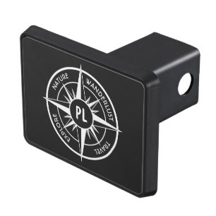 Compass star emblem monogram black and white hitch cover