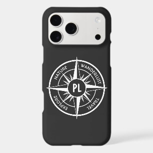 Compass star emblem monogram black and white iPhone 17 pro max case
