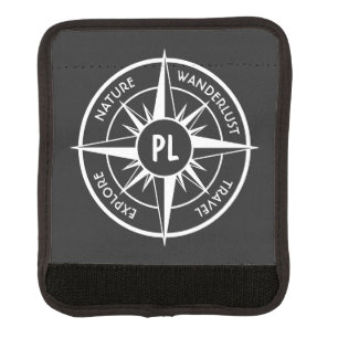 Compass star emblem monogram black and white luggage handle wrap