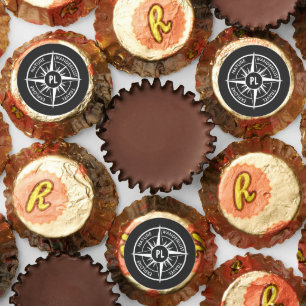 Compass star emblem monogram black and white reese's peanut butter cups