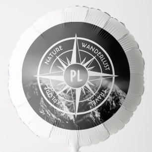 Compass star emblem monogram dramatic mountains balloon