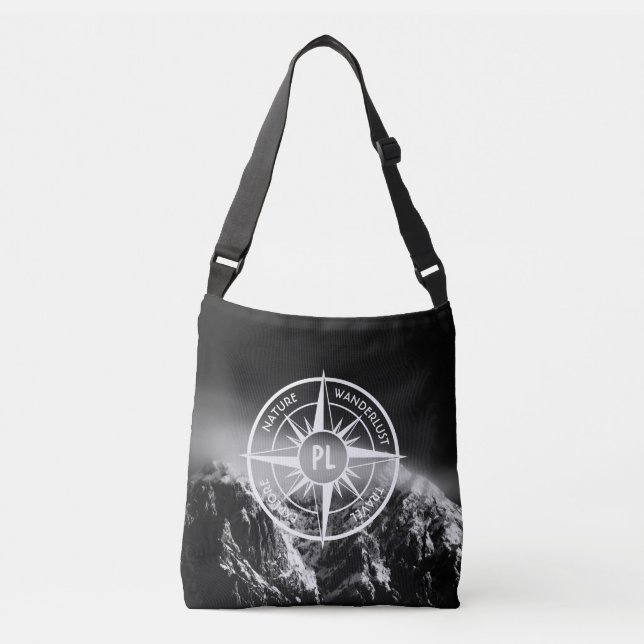 Compass star emblem monogram dramatic mountains crossbody bag (Front)