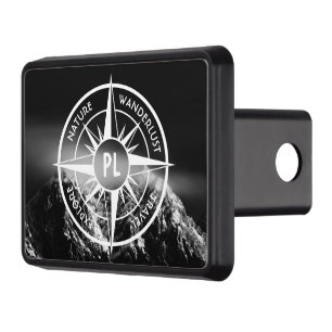 Compass star emblem monogram dramatic mountains hitch cover