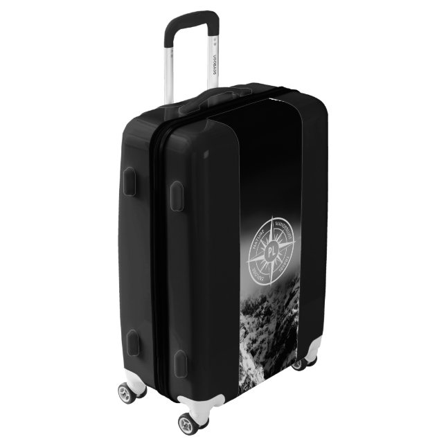 Compass star emblem monogram dramatic mountains luggage (Rotated Left)