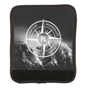 Compass star emblem monogram dramatic mountains luggage handle wrap