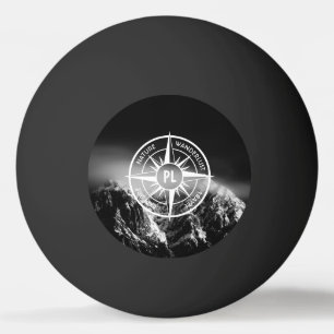 Compass star emblem monogram dramatic mountains ping pong ball