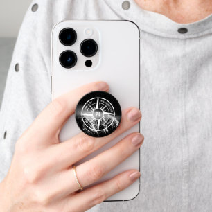 Compass star emblem monogram dramatic mountains PopSocket