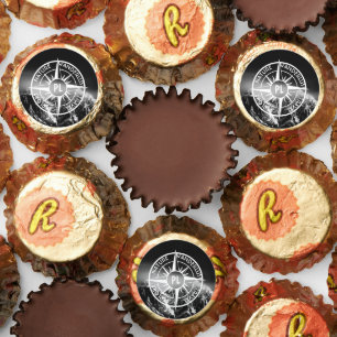 Compass star emblem monogram dramatic mountains reese's peanut butter cups