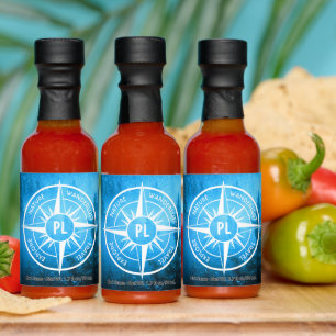 Compass star emblem monogram fog in spruce forest hot sauces