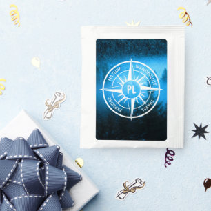 Compass star emblem monogram fog in spruce forest tea bag drink mix