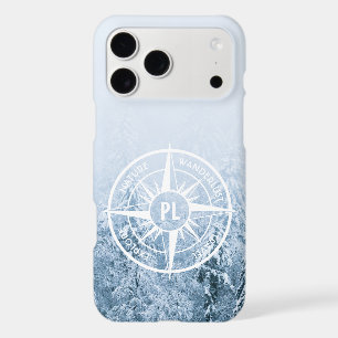 Compass star emblem monogram winter spruce forest iPhone 17 pro max case