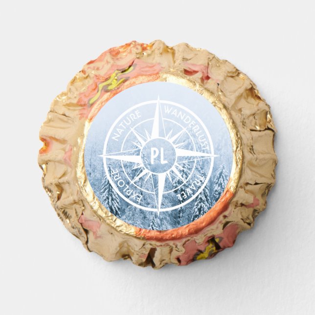 Compass star emblem monogram winter spruce forest reese's peanut butter cups (Front)