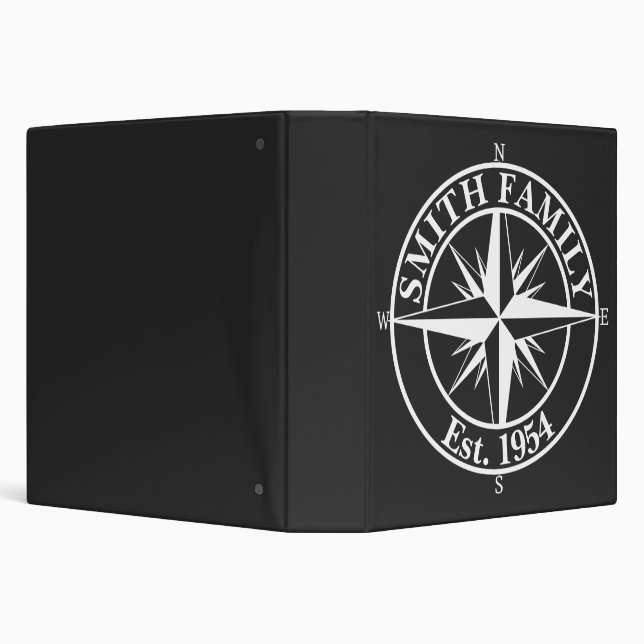 Compass star monogram personalizable emblem 3 ring binder (Background)