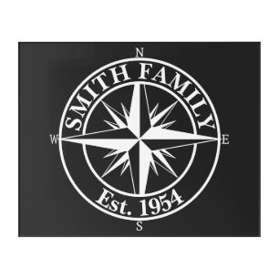 Compass star monogram personalizable emblem acrylic print