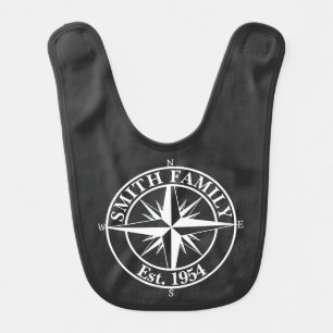 Compass star monogram personalizable emblem baby bib