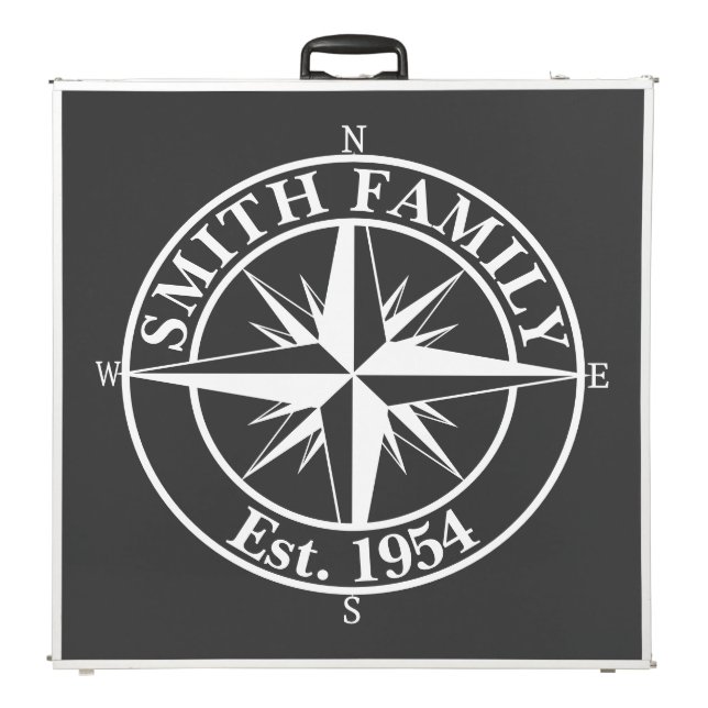 Compass star monogram personalizable emblem beer pong table (Folded)
