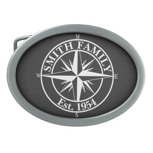 Compass star monogram personalizable emblem belt buckle