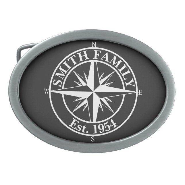 Compass star monogram personalizable emblem belt buckle (Front)