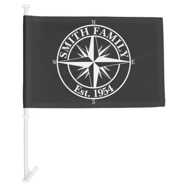 Compass star monogram personalizable emblem car flag (Front)
