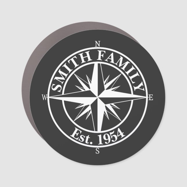 Compass star monogram personalizable emblem car magnet (Front)