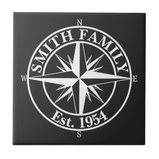 Compass star monogram personalizable emblem ceramic tile