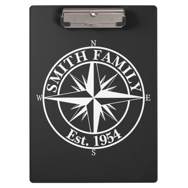 Compass star monogram personalizable emblem clipboard (Front)