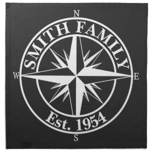 Compass star monogram personalizable emblem cloth napkin