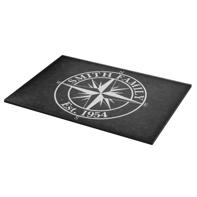 Compass star monogram personalizable emblem cutting board (Corner)