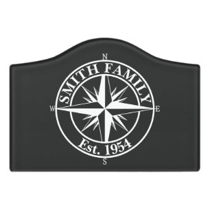 Compass star monogram personalizable emblem door sign