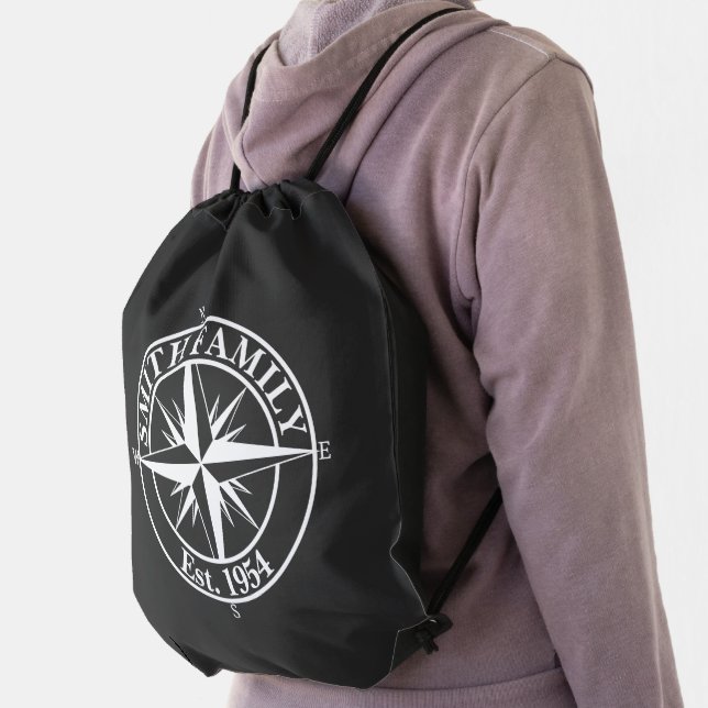 Compass star monogram personalizable emblem drawstring bag (Insitu)