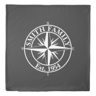 Compass star monogram personalizable emblem duvet cover
