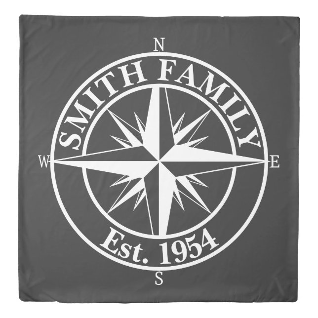 Compass star monogram personalizable emblem duvet cover (Front)
