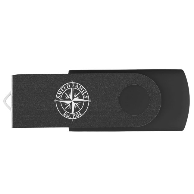 Compass star monogram personalizable emblem flash drive (Back)