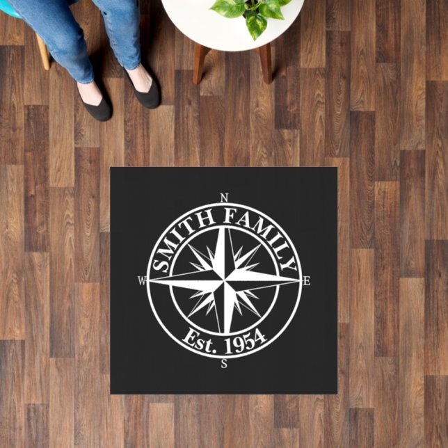Compass star monogram personalizable emblem floor decals (Floor)