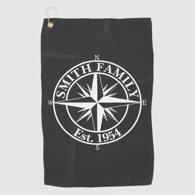 Compass star monogram personalizable emblem golf towel (Front)